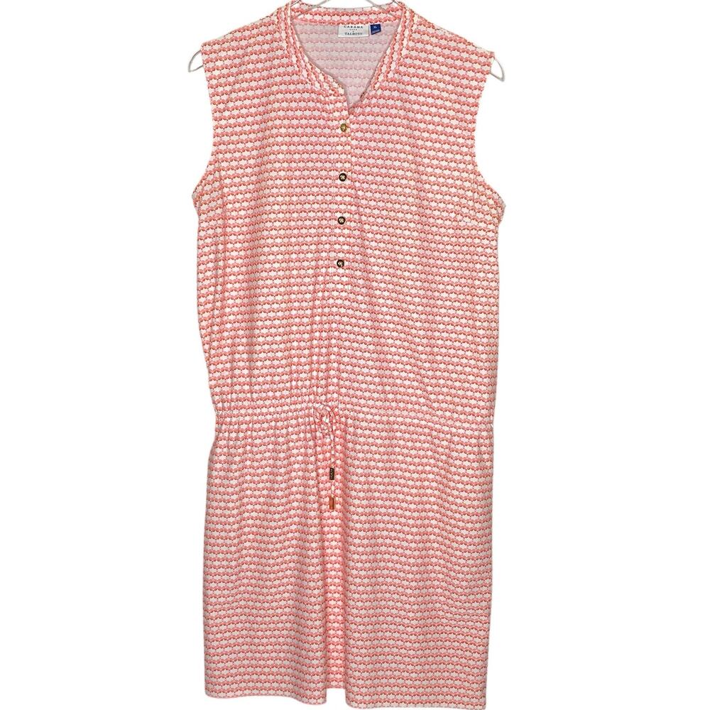 Cabana Life by Talbots Print Sleeveless Resort Dress XL Pink White Drawstring